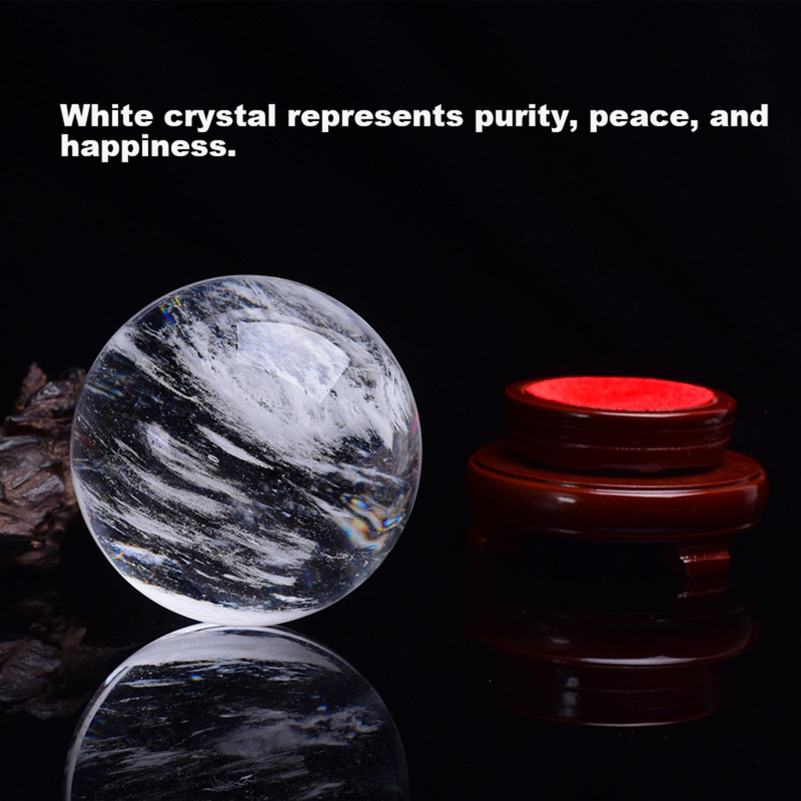 Melting/Natural Clear Quartz Crystal Sphere,White Balls for Withcraft Home Decor Gemstones Ball with Holder,17cm/6.7in