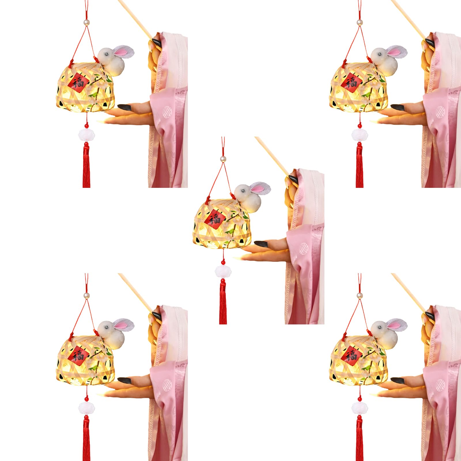 Tsophreniq 5Piece Rabbits Lights Autumn Celebration Charm Easy Assembly Woven Rabbits Lights Glowing Light