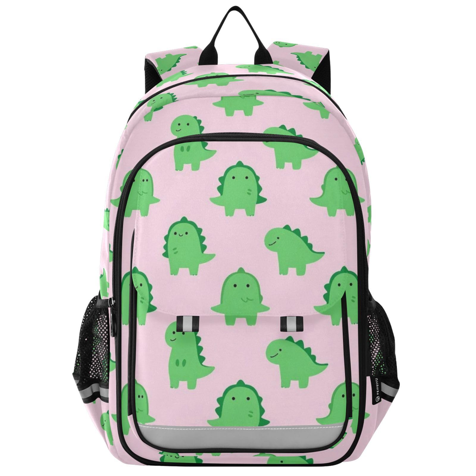 GuoChe Zaino scolastico per bambini con motivo preistorico verde