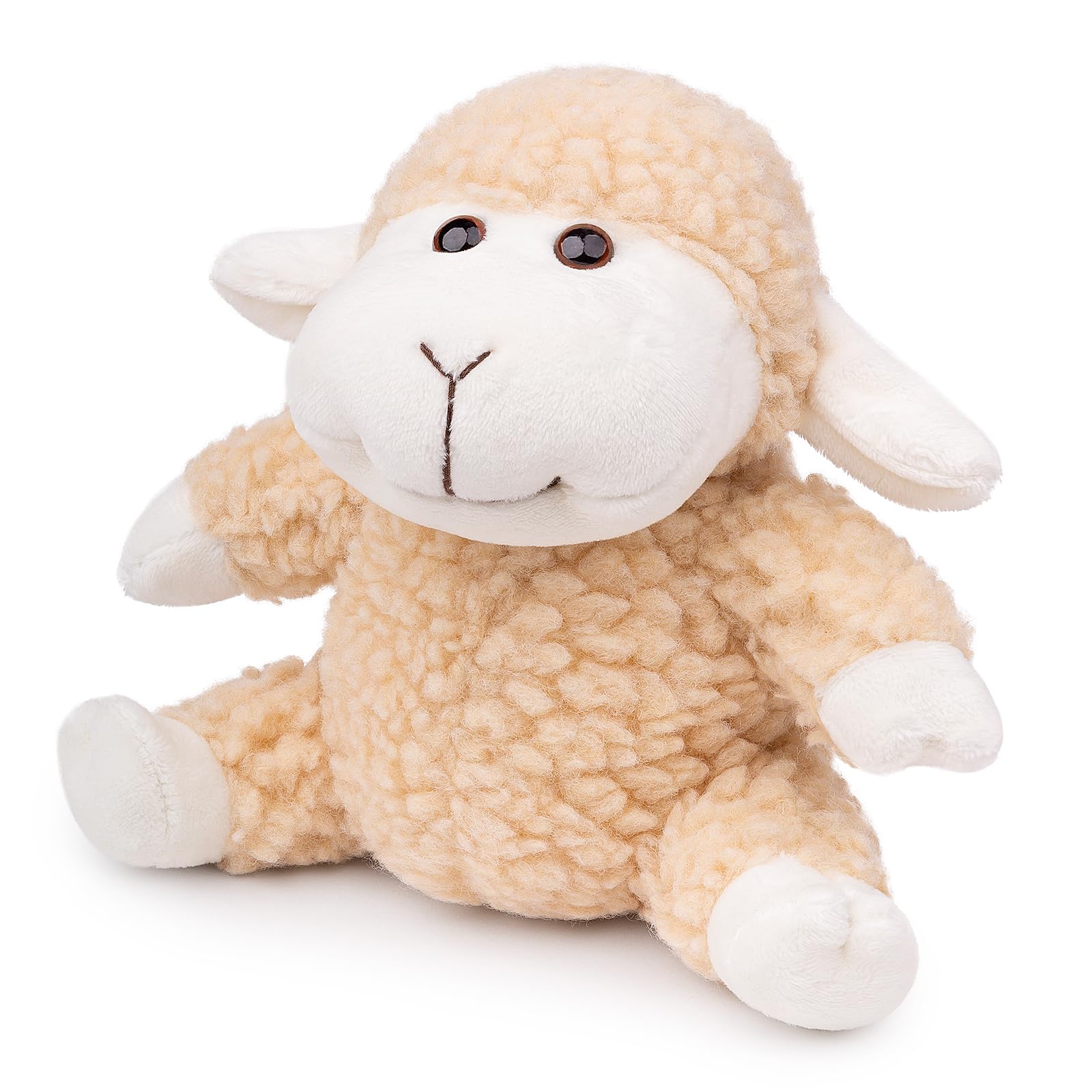 lilizzhoumax Simulation Lamb Plush Toy 13cm/5”, sit Realistic Stuffed Animal Wild Cute Sheep Plush Toy