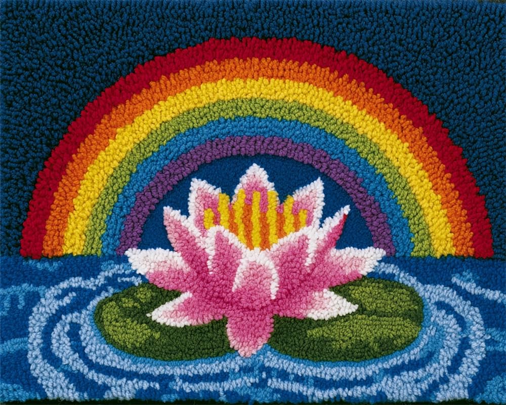 FWRTYCB Latch Hook Rug Kit for Adults Lily Under a Rainbow