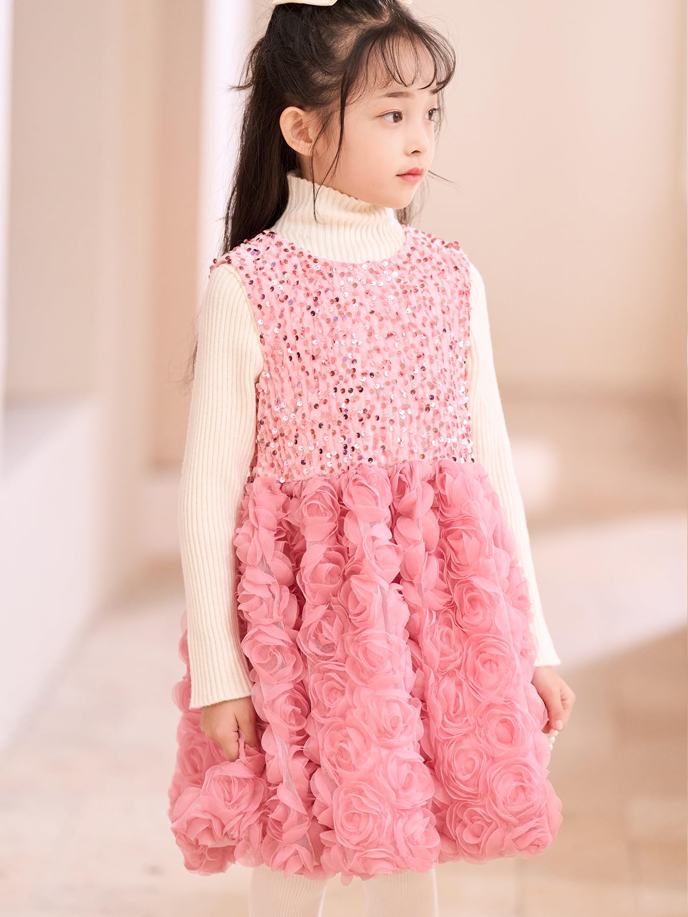 Kinder Baby Mädchen Prinzessin Partykleid ärmellos Pailletten Tank Blumen Tüllkleid Geburtstagspartykleid
