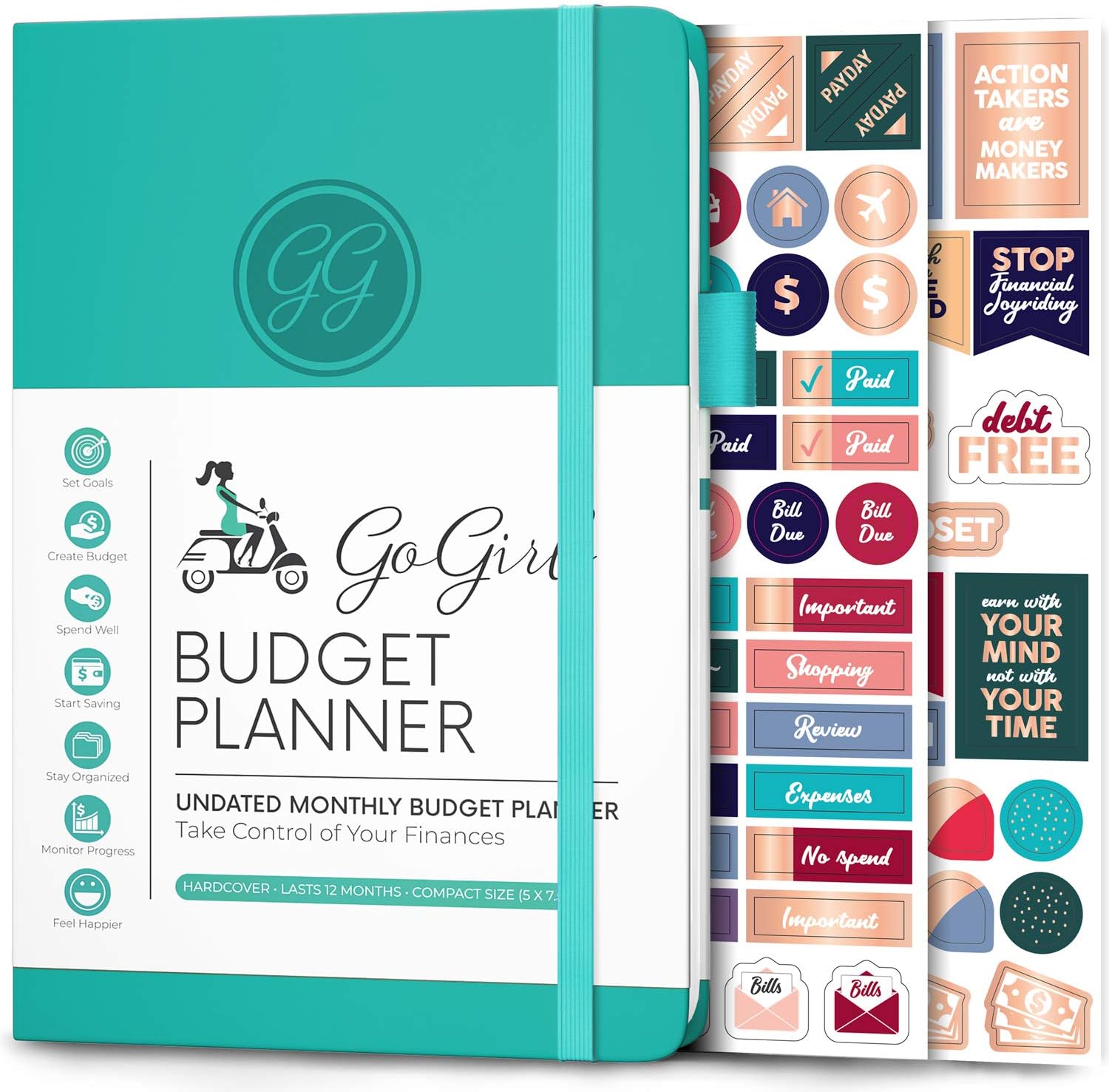 GoGirl Budget Planner – Monthly Financial Planner Organizer Budget Book. Expense Tracker Notebook Journal to Control Your Money. Undated – Start Any Time, A5 – 5.7" x 8.5", Lasts 1 Year – Light Blue : Office Products
