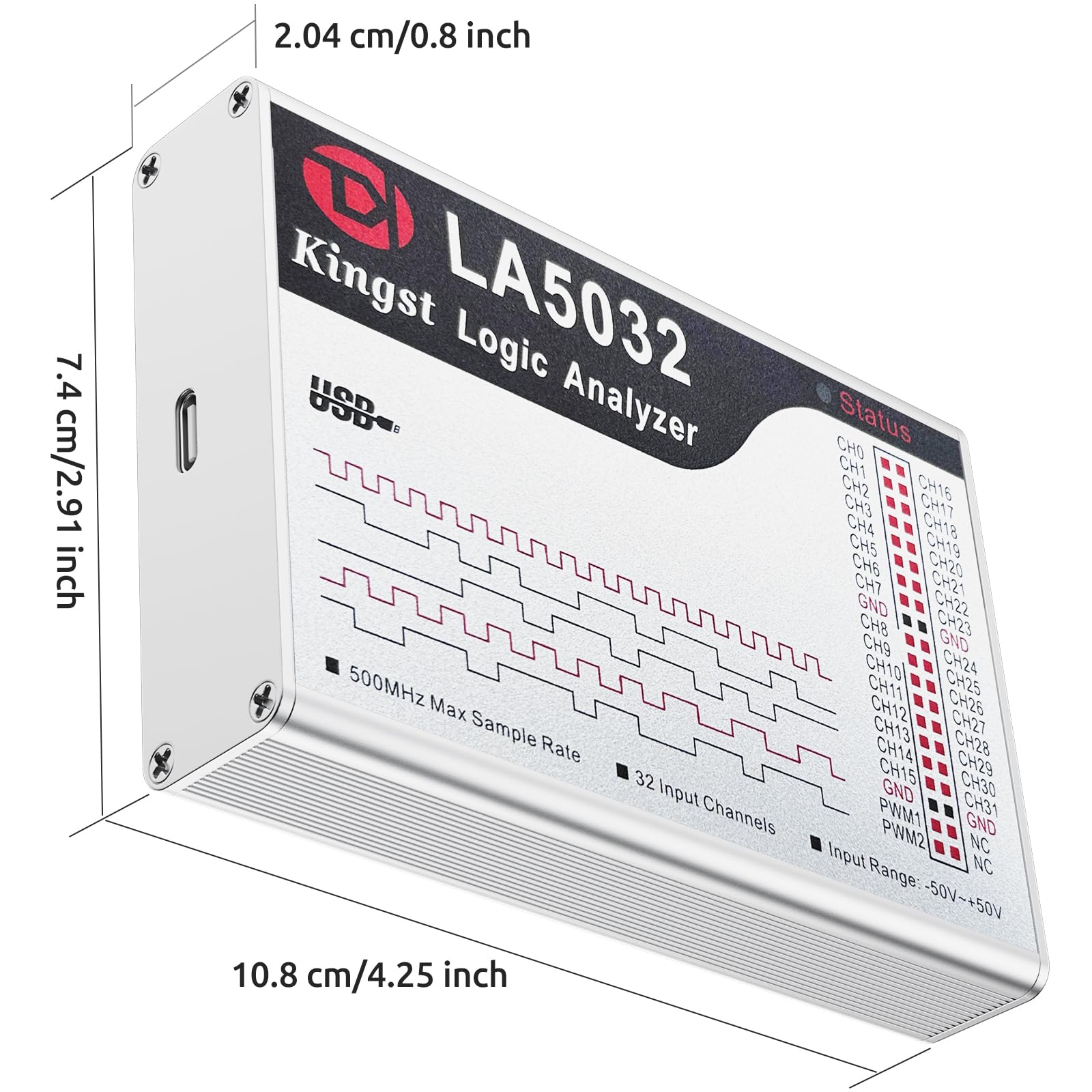 InnoMaker Analizzatore Logico USB LA5032 32 Canali 500MHz 10G Campioni per MCU ARM FPGA Strumento di Debug Analizzatore MIPI con Software Inglese Compatibile con Windows Mac Linux