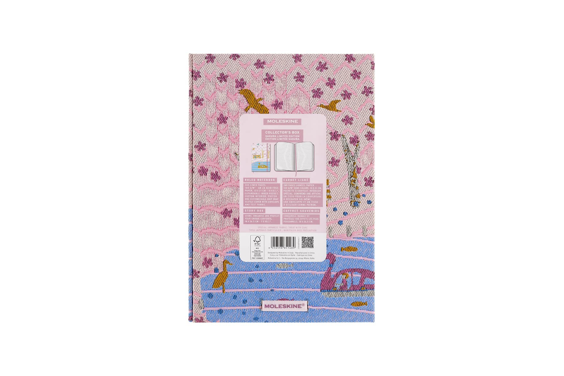 Moleskine Scatola da Collezione Sakura, Set con Taccuino in Edizione Limitata, Taccuino Sakura, Copertina Rigida in Tessuto, Dimensioni Large 13 x 21 cm, Colore Rosa Scuro