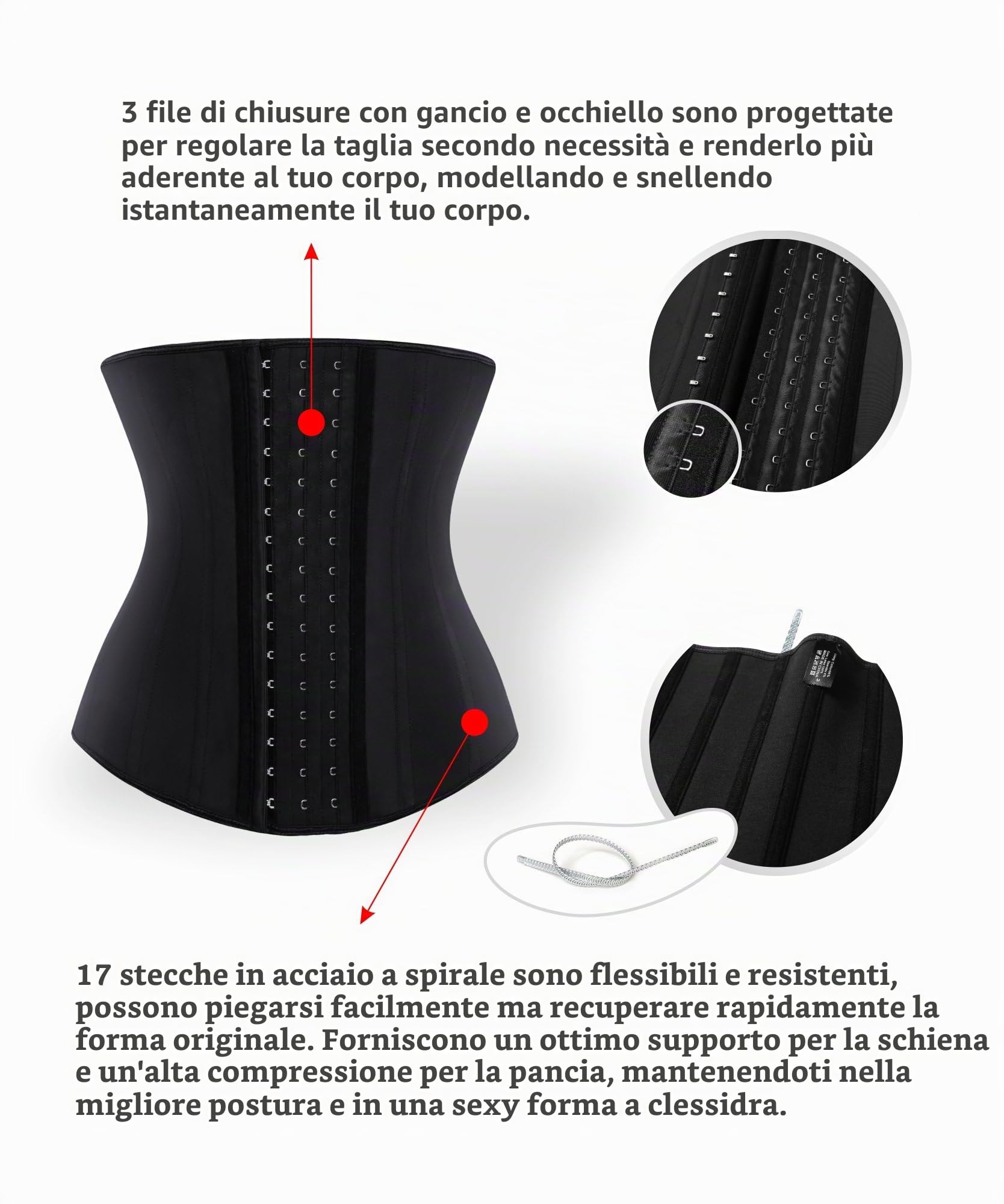 YIANNA Corsetto Donna Stringivita Pancia Piatta Bustino Modellante Pancera Body Shaper Latex Waist Trainer