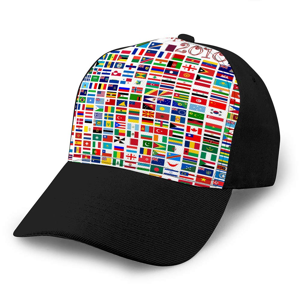 Oudrspo Unisex As Pic Cotton Sandwich Peaked Cap Adjustable Baseball Hats World Flags Mesh Hat