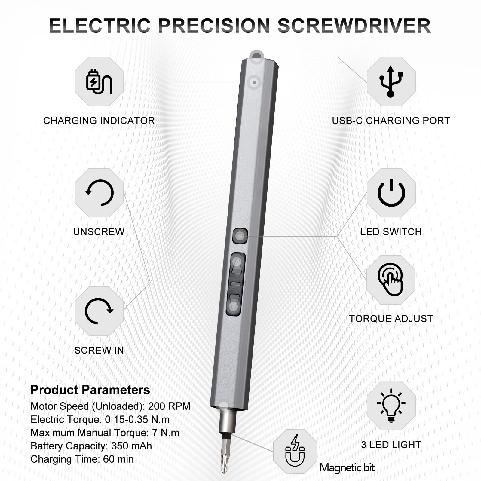 Elektrisches Schraubendreher Set, 142 in 1 Mini Feinmechaniker Werkzeug Set | mit 120 Bits, USB Wiederaufladbarer Magnetische Elektroschrauber für Phone Spielkonsole Kamera Uhr Laptop PC