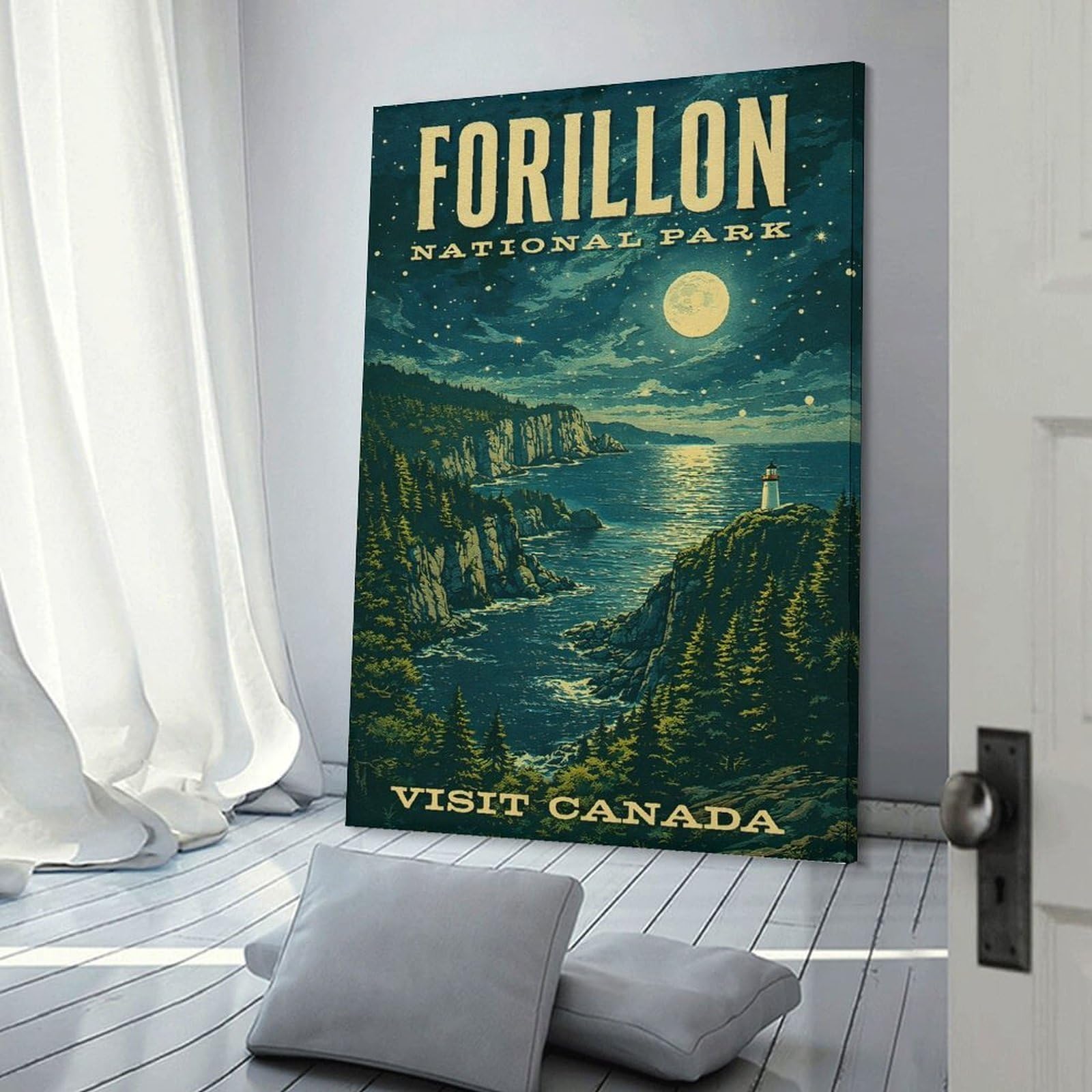 Junmoney Forillon National Park Vintage Home Decor Wall Art 16x24inch(40x60cm), for Restful Interiors, Bedrooms Or Small Rooms, Decorative Wall Art for Cosy Rooms