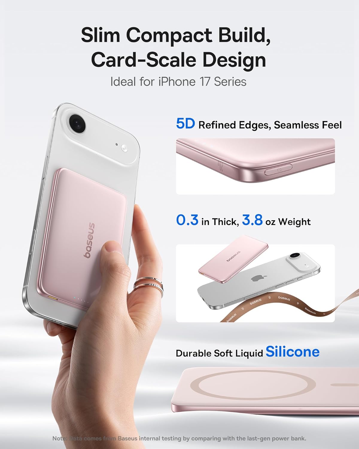 Baseus 0.3" Ultra Slim 5000mAh MagSafe Portable Charger Bundle with 10,000mAh 30W Magnetic Portable Charger Built-in Braided USB-C Cable for iPhone 17 Pro Max/Air/16/15/14/13, AirPods, iPad