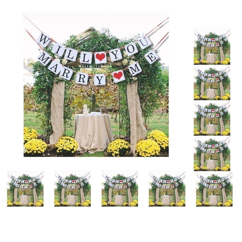 Papier-Wimpelkette, Aufschrift "Will You Marry Me", Hochzeitsbanner, Verlobung, Girlande, Dekoration, 10 Stück