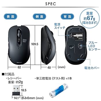 Amazon.co.jp: Sanwa Direct 400-MA097 Wireless Mouse, Blue