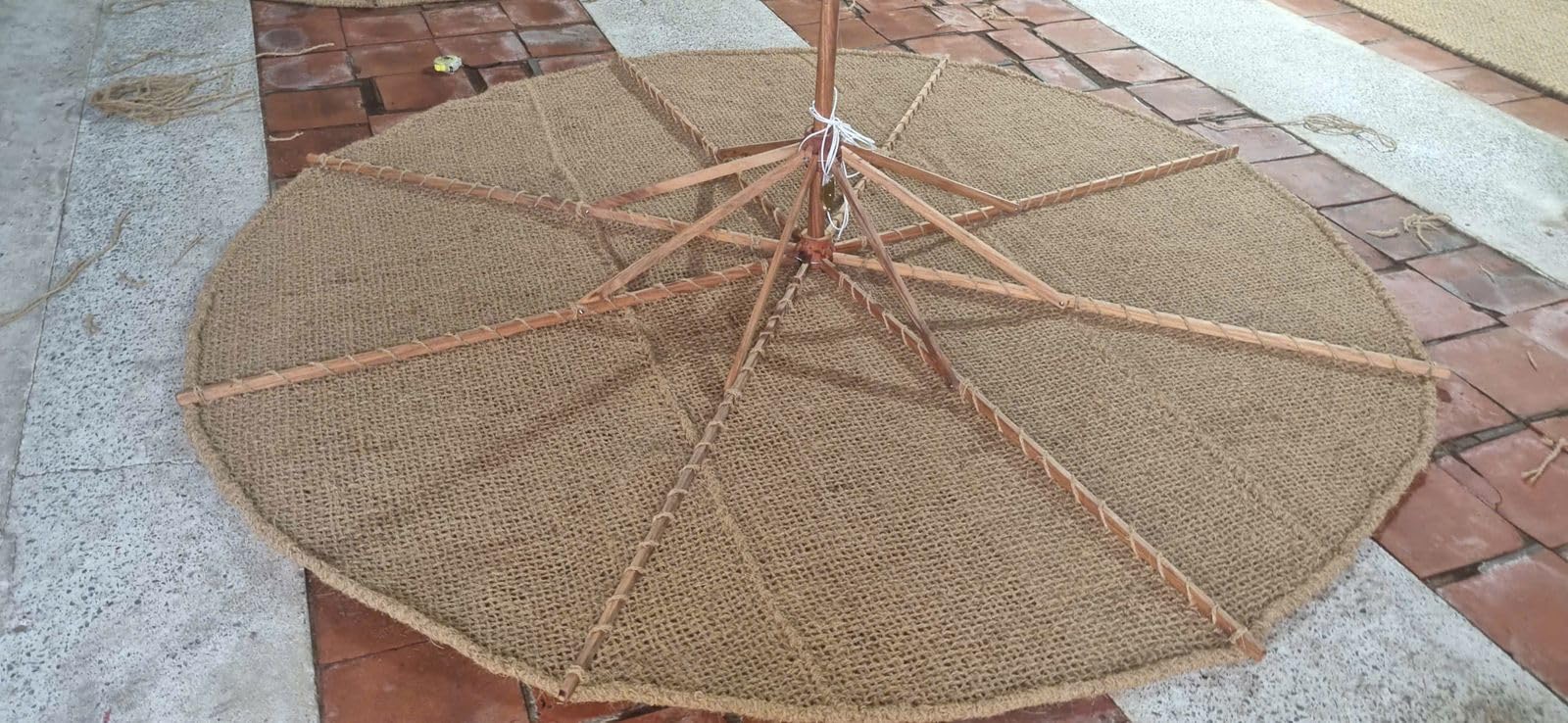 Tissu de rechange pour parasol de 300 cm, 100 % fibre de coco, pour 8 baleines, naturel et durable