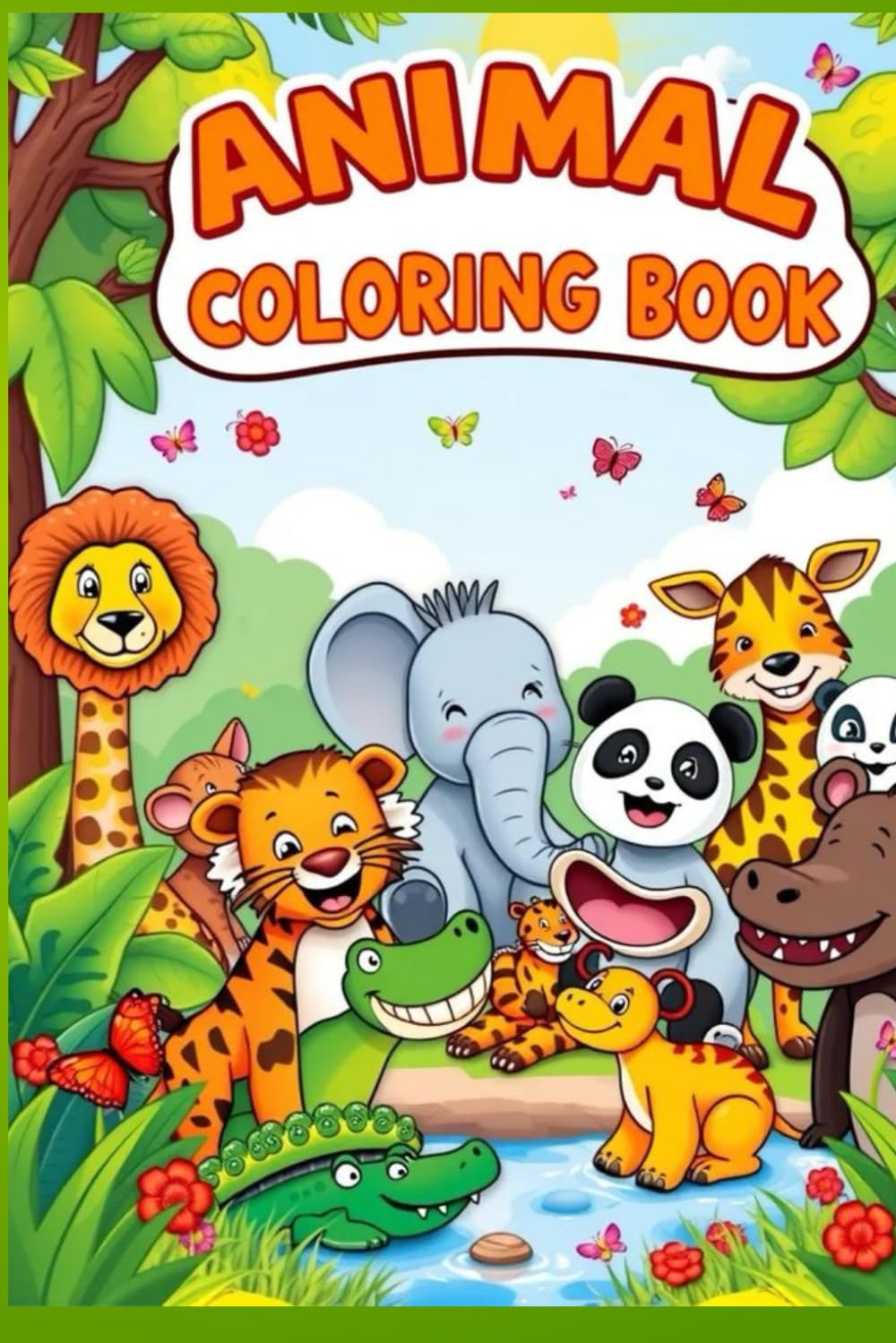 Cute Animals Coloring Book for Kids: Fun and Easy Animal Coloring Pages for Boys & Girls Ages 4–8 | 50+ Adorable Farm, Jungle & Wild Animals