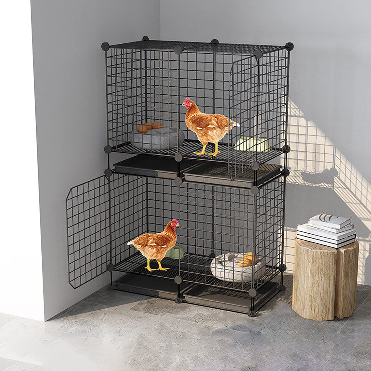 Amazon | 鶏用ケージ 2段 鶏かご 屋外の鶏小屋 掃除しやすい飼育ケージ