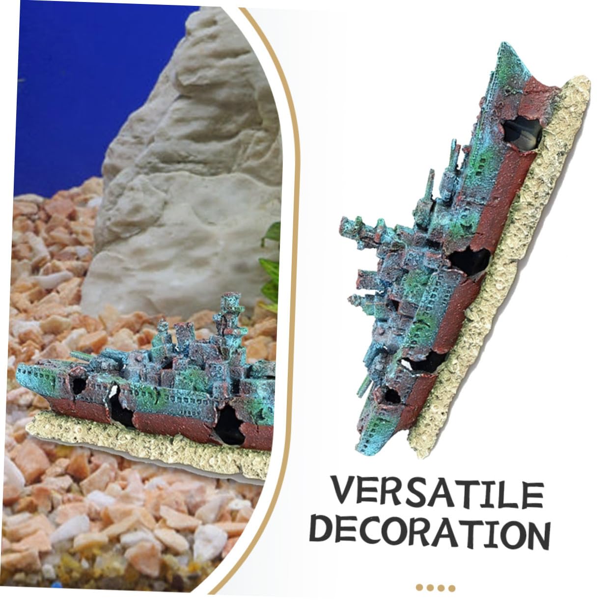 SHINEOFI Schiffswrack Aquarium Deko aus Robustem Harz Wasserdichtes Versunkenes Schiff Ornament für Aquarien Installieren Dekoratives Unterwasser landschaftselement Fischversteck