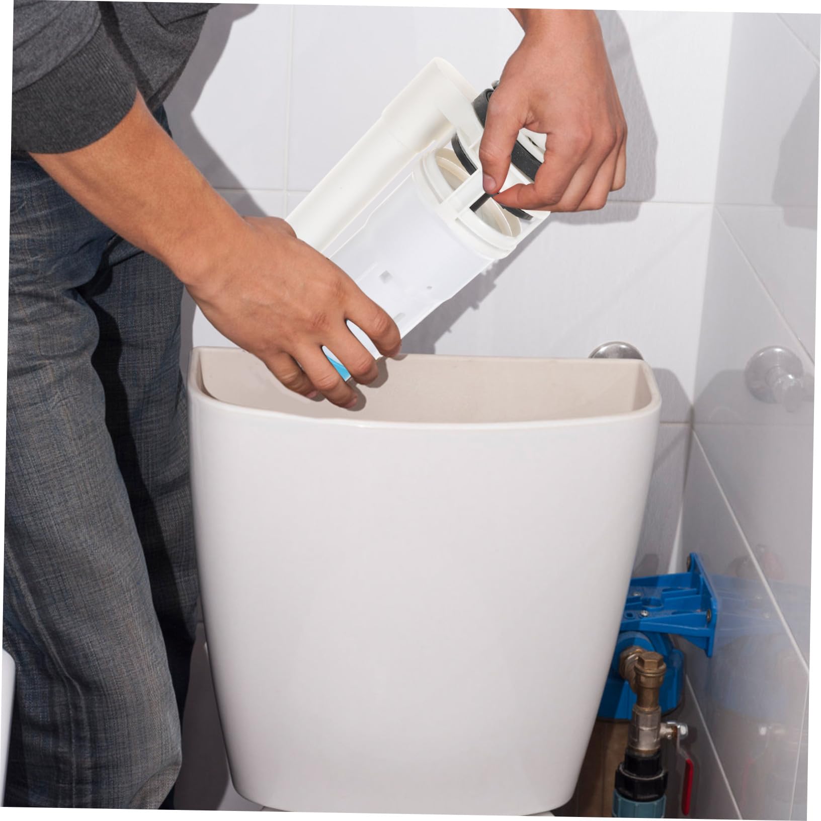 Toilettenspülventil Doppelspülset 1 Satz mit Taste, Abs Gummi