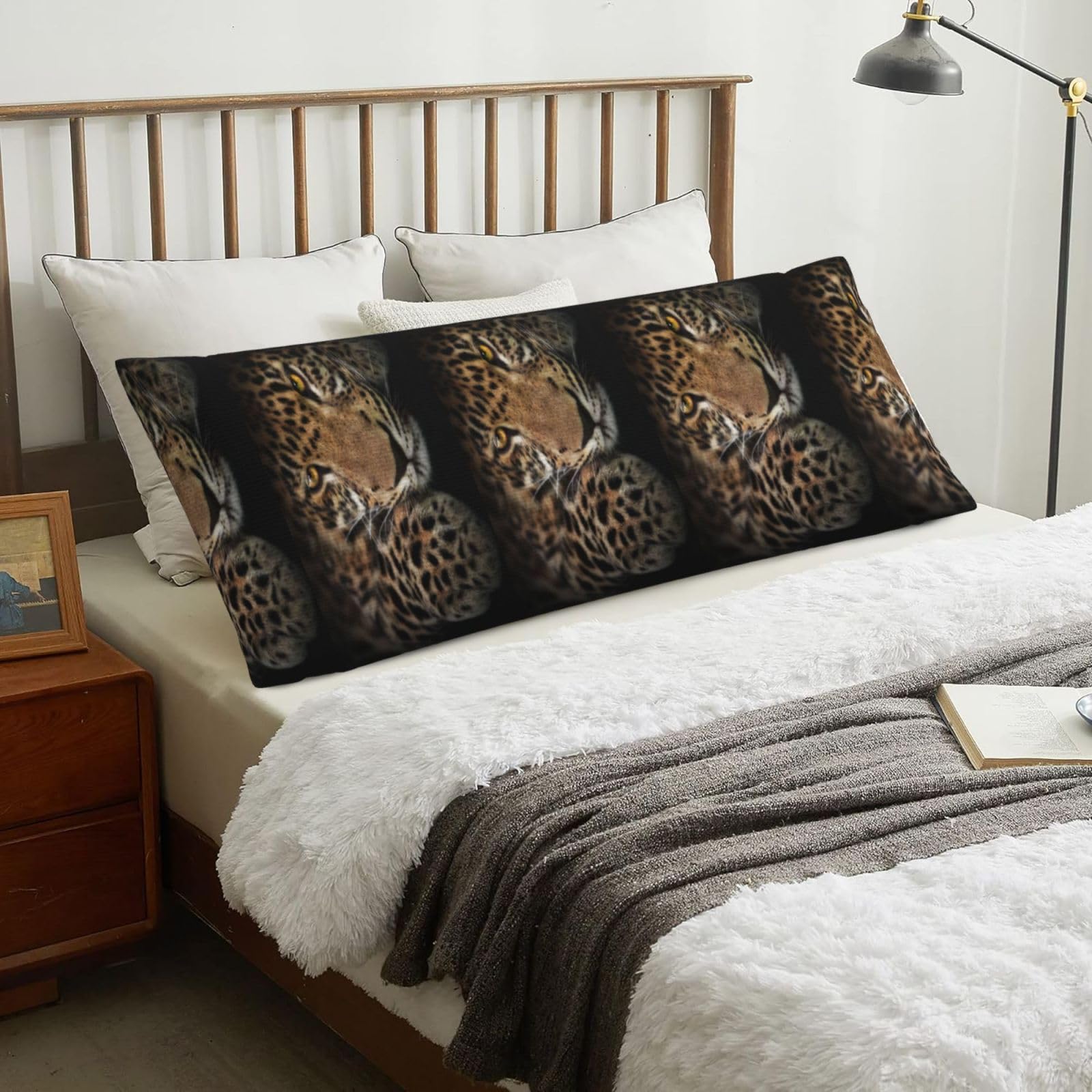 Leopard, Body Pillow Cover with Zipper,Long Body Pillowcase 20 x 60 in