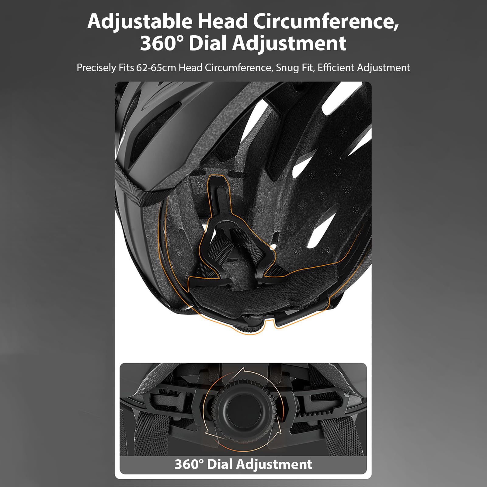 POENVFPO Casco da Bici con Occhiali Magnetizzati, 24 Fori di Ventilazione e Casco da Equitazione Regolabile Adatto per Uomo Donna (62-65 cm)