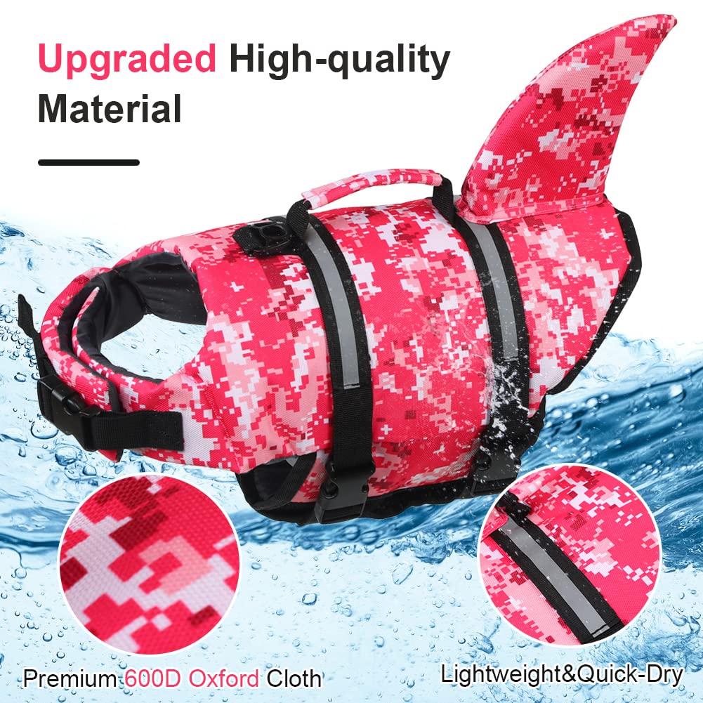 EMUST Dog Life Jacket, Shark, Pink, Camouflage, PinkCamouflage, Small - Image 2
