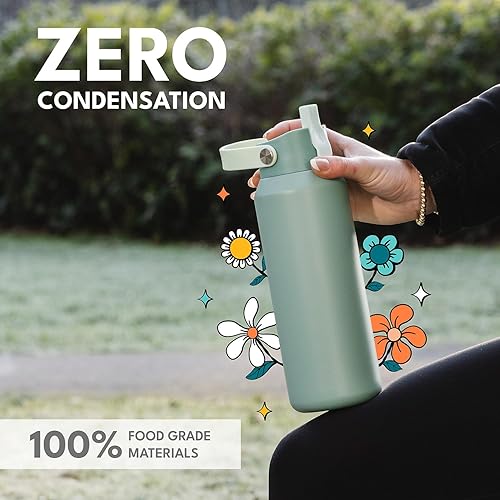 Miniatura 91 de Elemental Botella de agua aislada de 40 onzas con pajilla, botellas de agua con núcleo de acero inoxidable 100% a prueba de fugas para viajes,