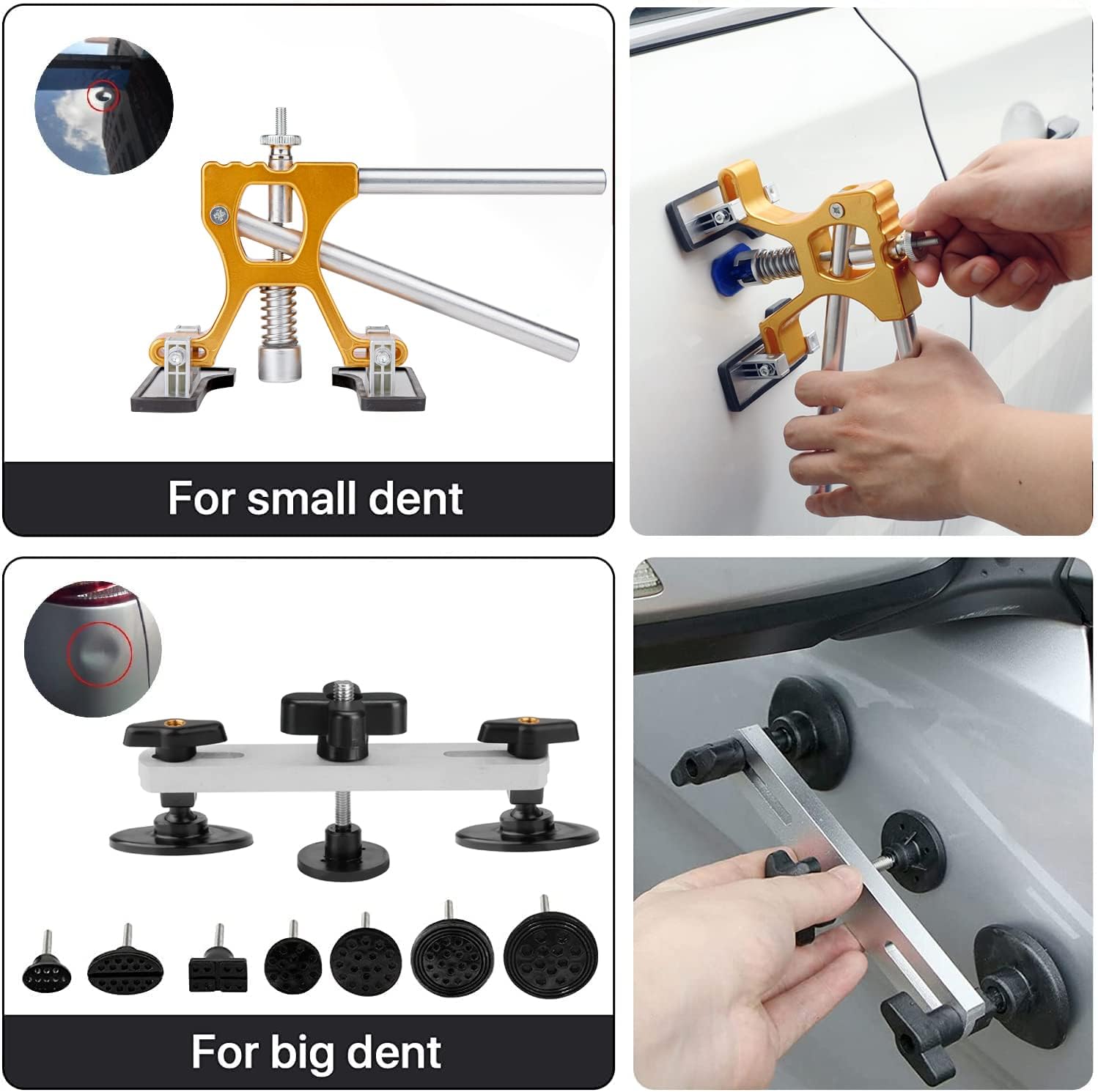 ZEUSFIRE 97PCS Dent Puller Kit, Paintless Dent Removal Kit with T-bar Dent Puller, Golden Lifter, Bridge Puller, Dent Repair Kit for Car Dent Repair, Hail Damage Refrigerator Door Ding Repair