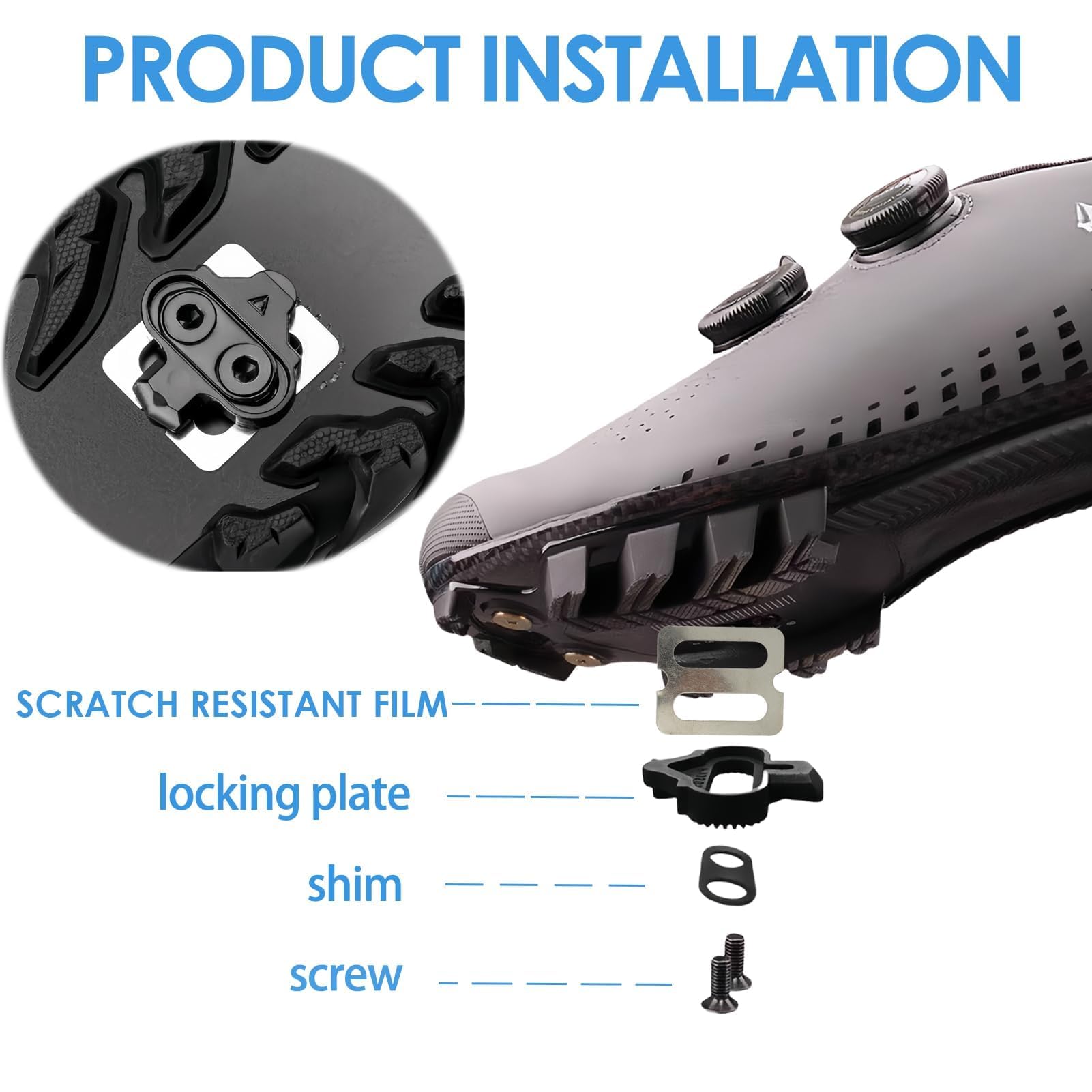 2 unidades de Cleats de bicicleta con placas antideslizantes compatibles con pedales Shimano MTB SPD (SH51), SPD Cleats Set para bicicleta de montaña y zapatos de ciclismo de interior, alta