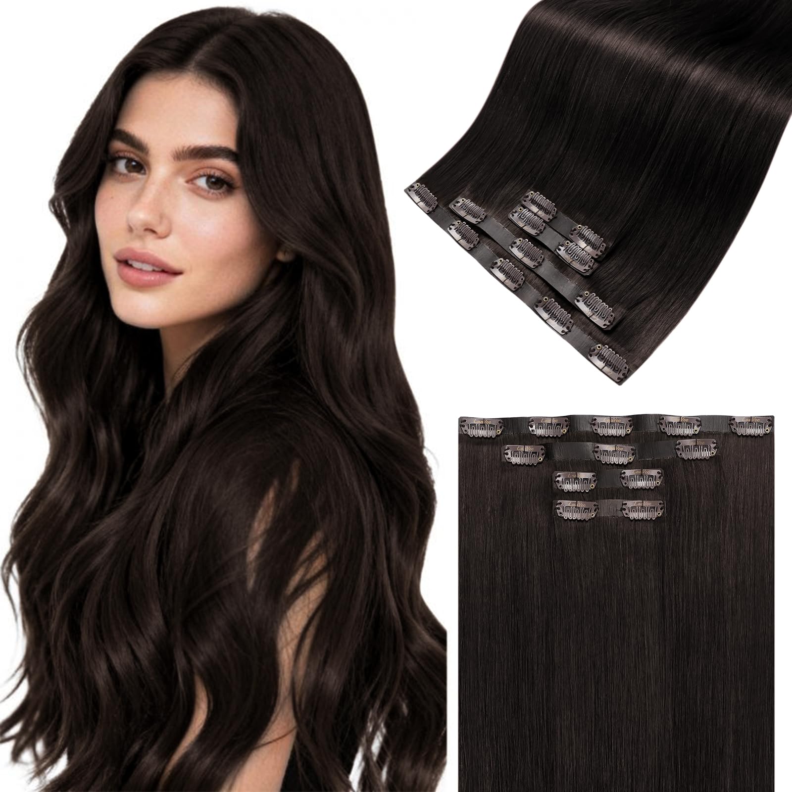 LaaVoo Extensions Echthaar Echt Haar Extension Clip Haarverlängerung Echthaar
