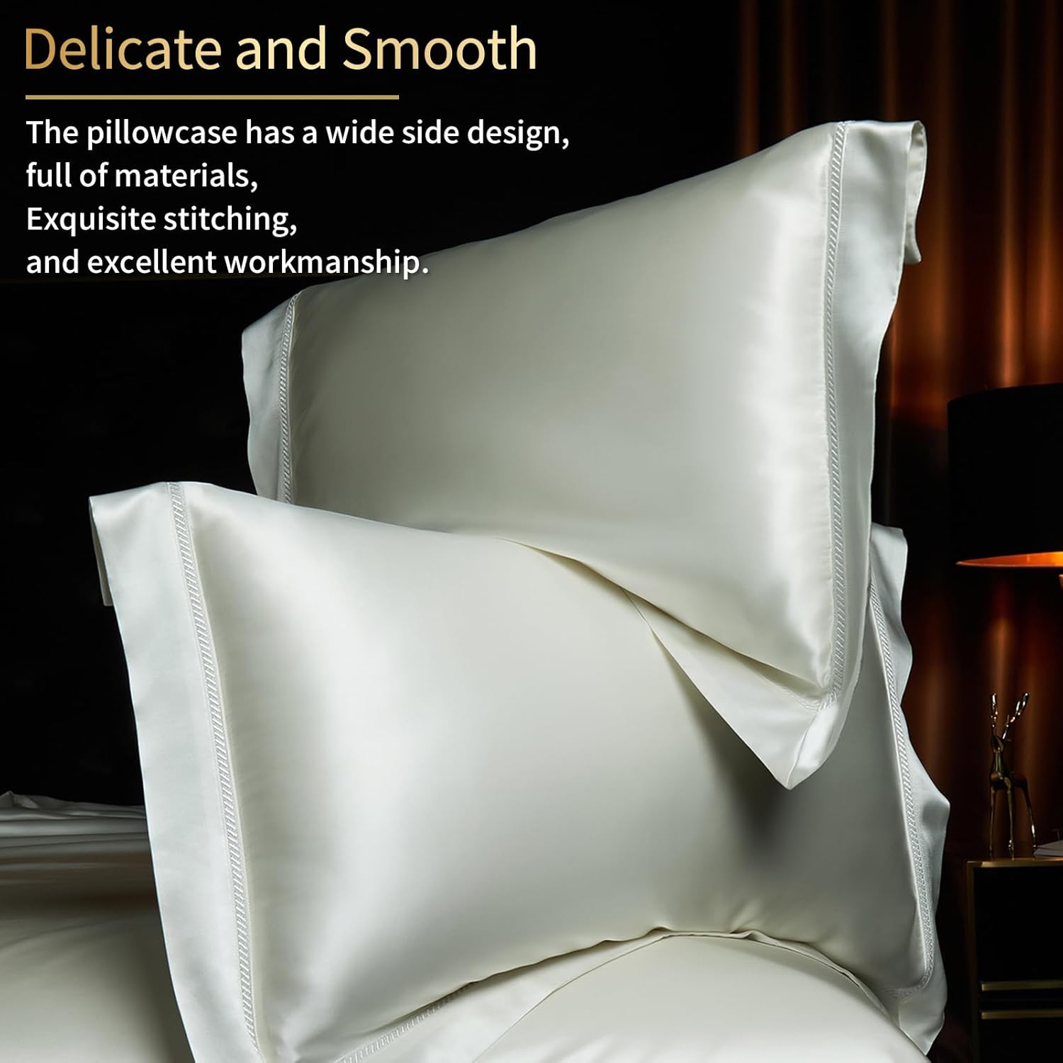 YOUR MOON 25 Momme Mulberry Silk Duvet Cover Queen Size, 3 PCS Set Top Grade Luxury Mulberry Silk Duvet Cover with Buttons Closure —1 Duvet Cover and 2 Pillow Shams (White)