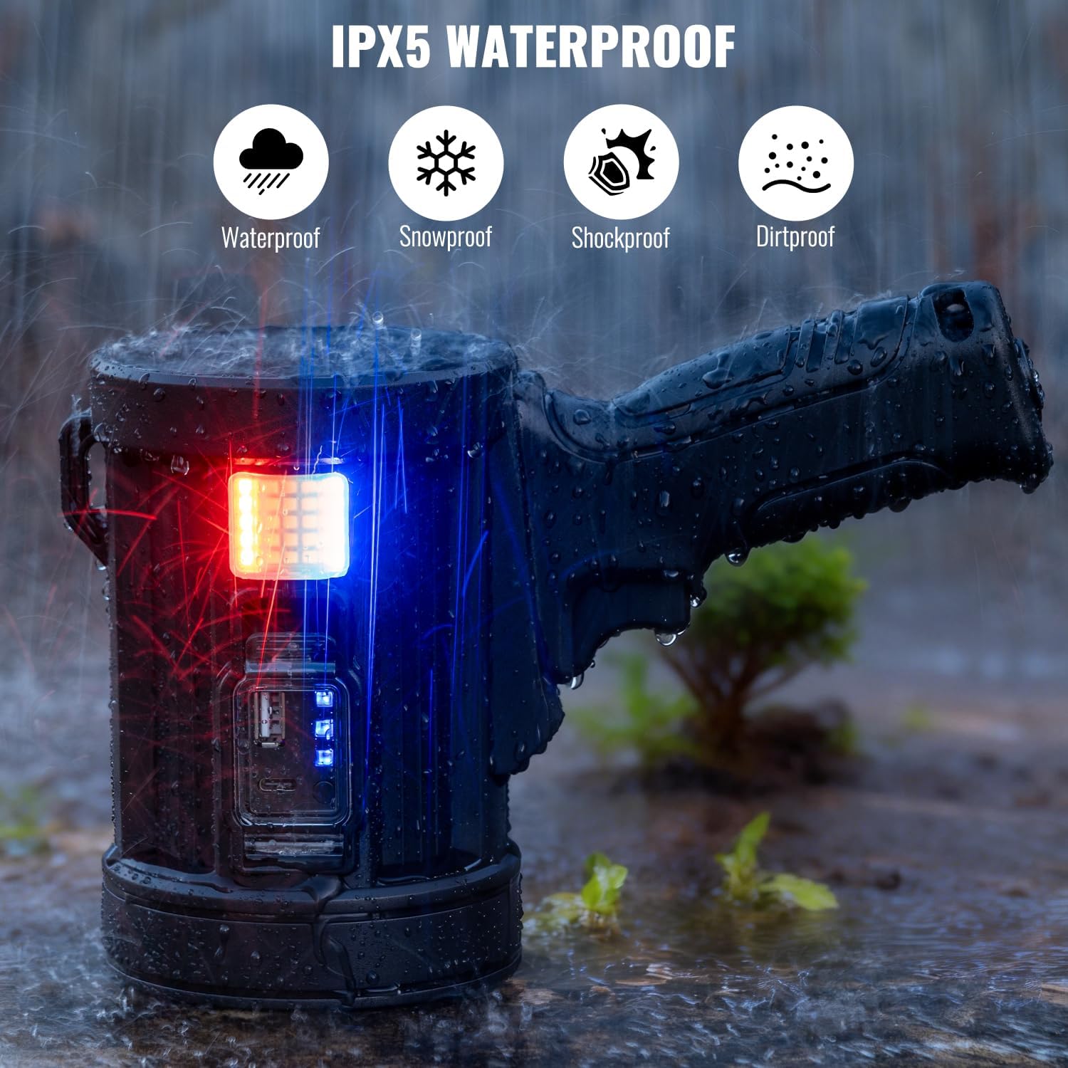 Rechargeable Spotlight,99,000 LM Super Bright Handheld Spot Light LED Flashlight High Lumens,Powered Spotlight Large Searchlight Outdoor with Solar Panels & COB Light for Boat Camping Hunting - Image 6