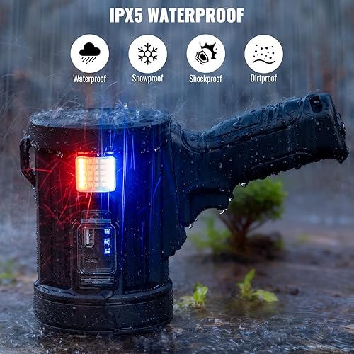 Miniatura 6 de Foco recargable, 99,000 lm súper brillante de mano luz LED linterna de alto lúmenes, reflector grande al aire libre con paneles solares y luz COB