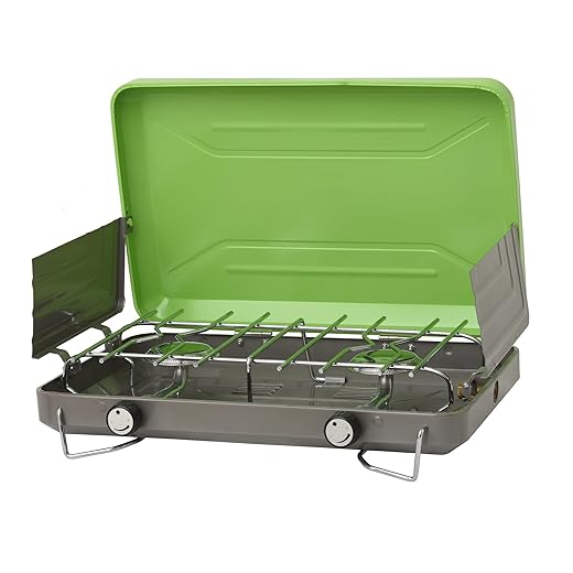 Flame King VT-101 2 Burner Portable Propane Gas Classic Camping Stove Grill, Light Green