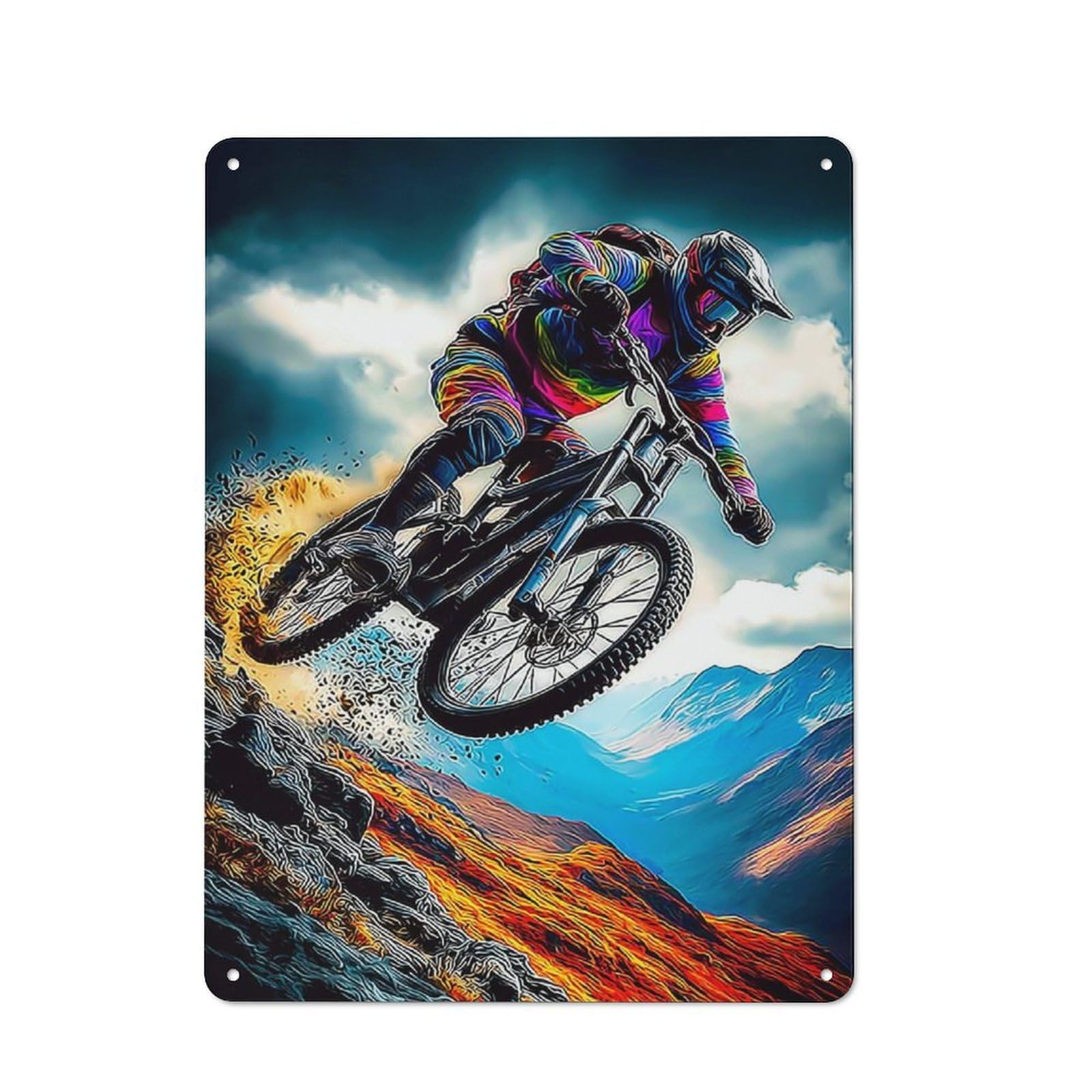 Junmoney Mountain Biking Adventure Decorative Tin Plaque With Design 40X30cm, Classic Novelty Wall Art For Flat, Dorm Room, Lounge Or Cafe