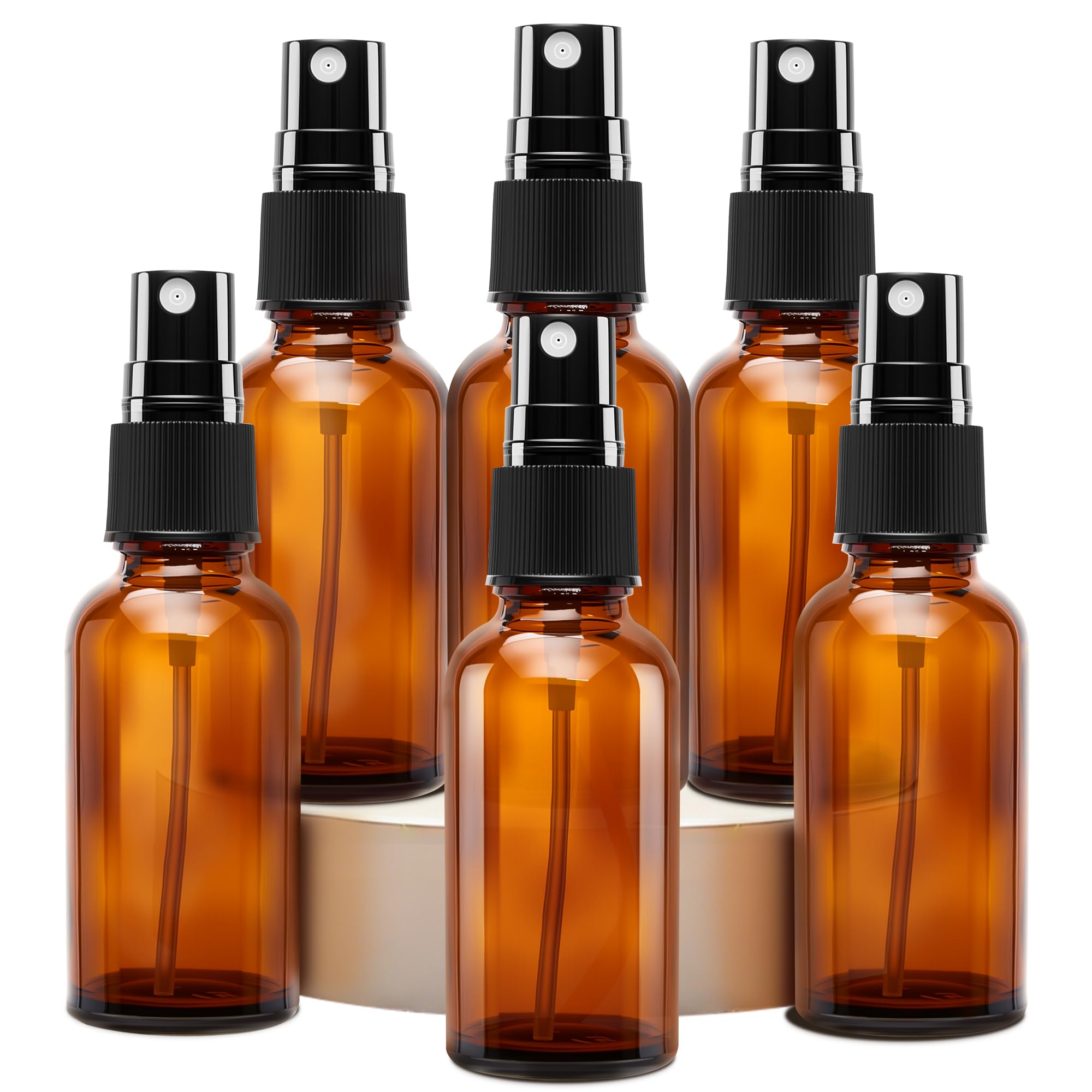 30ml Sprayflaschen Braun Glas 6er Set Nachfüllbare Kleine Glas Sprühflasche Braunglas Zerstäuber mit Pipette Trichter Etiketten für ätherisches Öl Parfüm Kosmetik Aromatherapie Reise