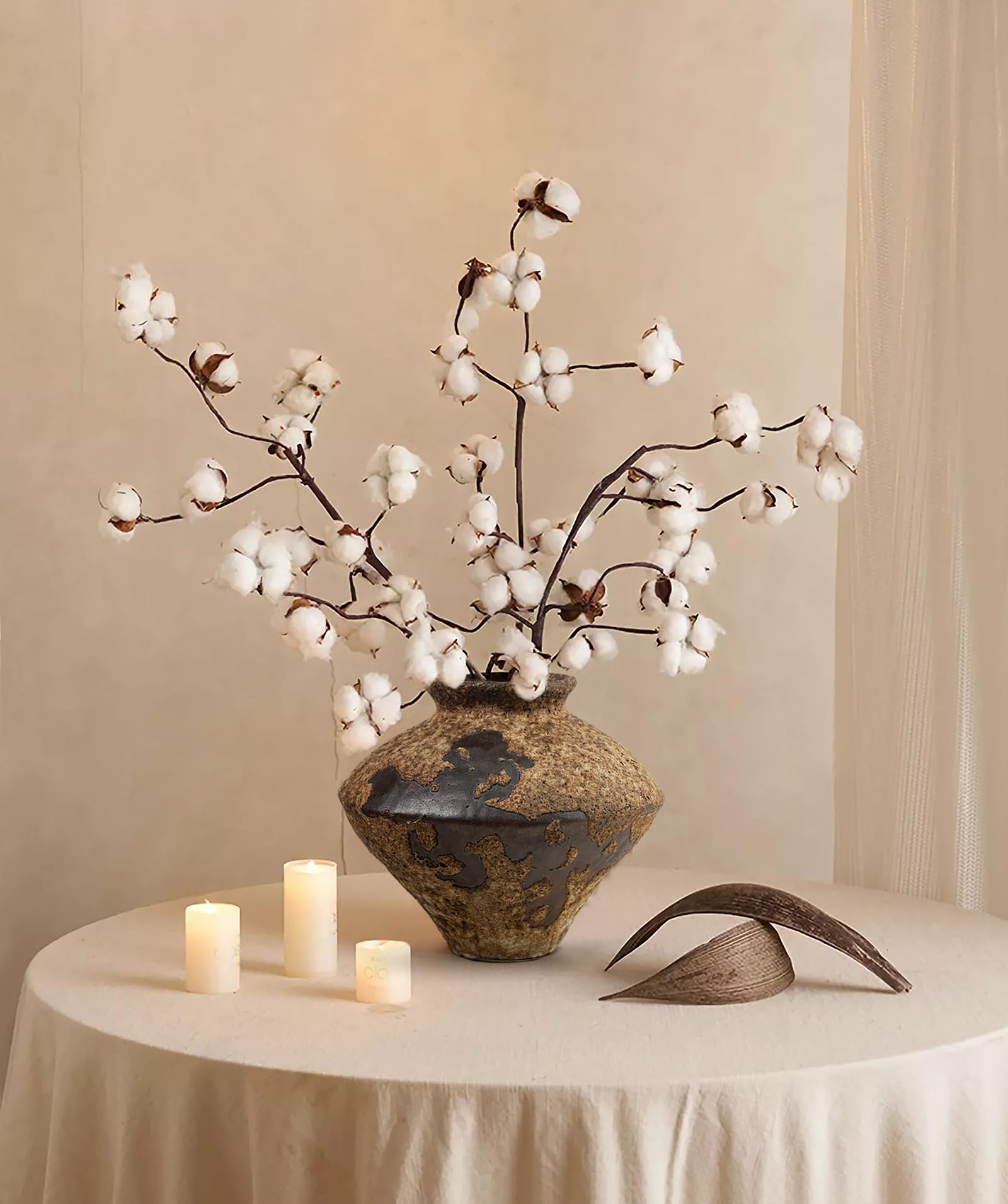 Jingdezhen - Jarrón rústico de cerámica marrón hecho a mano para plantas frescas y secas, centro de mesa, jarrón Wabi Sabi, decoración de casa de campo 5