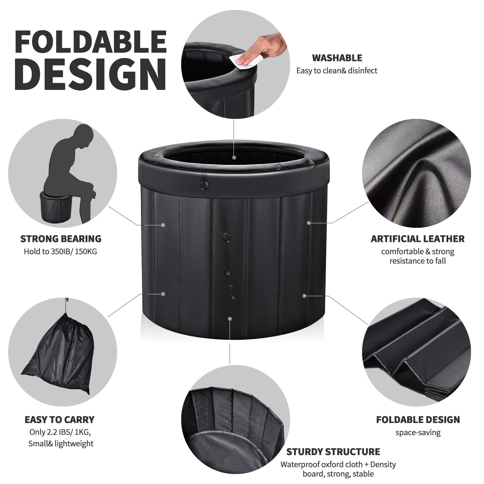 Portable Toilet Camping Gear Toilet,Portable Folding Toilet Travel Toilet Car Toilet Bucket