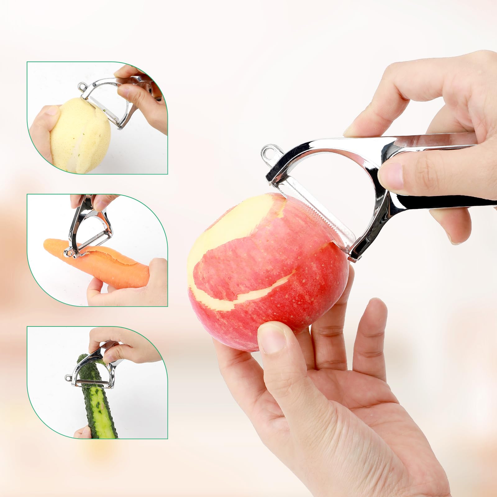 Mdlienosem Super Sharp Stainless Steel Peeler, Kitchen Vegetable Peeler, Carrot and Potato Peeler, Fruit Peeler, Carbon Steel Thickened Blade, Good Durability - Image 3