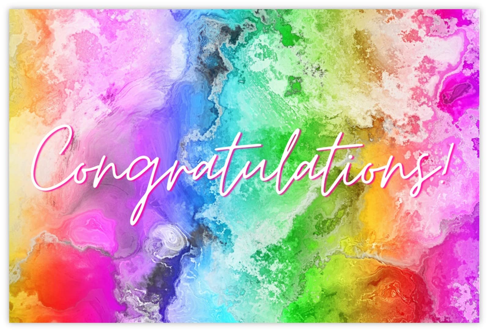 celloexpress Congratulations (Rainbow) Flower Message Cards - 60mm x 90mm - Everyday Occasions Florist Card Gift Notes (Pack of 100)
