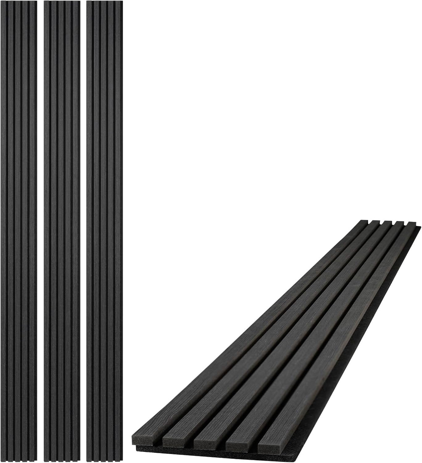 Wood Slat Panels for Wall & Ceiling, 4 Pack Sound Absorbing, 94.49"x8.07" Large Wall Panels for Interior Decor, 3D Fluted Acoustic Paneling for Homes, Offices, Studios
