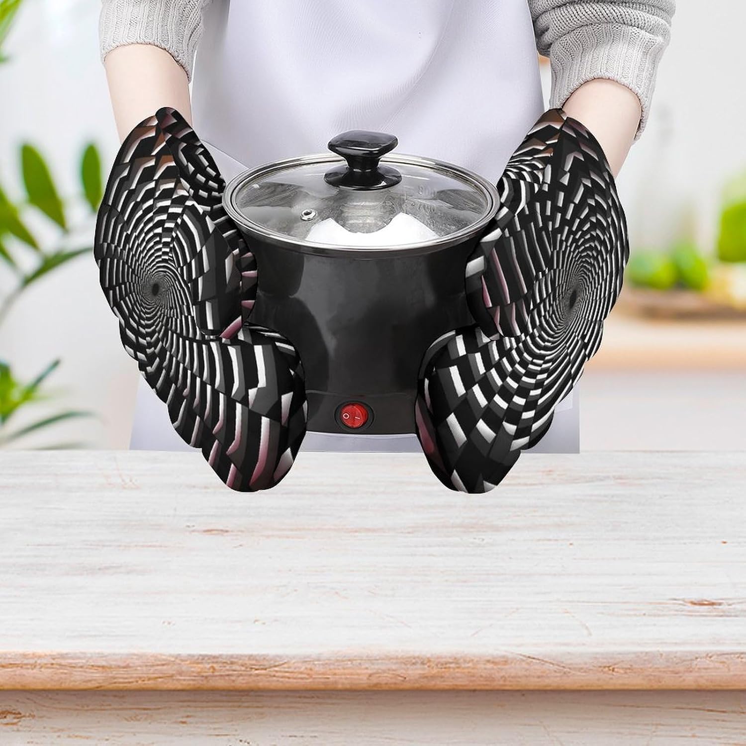 2 Pcs Oven Mitts Heat Resistant Kitchen Gloves Soft Safety Visual Illusion Oven Glove for Microwave, Barbecue