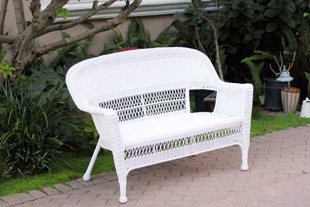 White Wicker Patio Love Seat