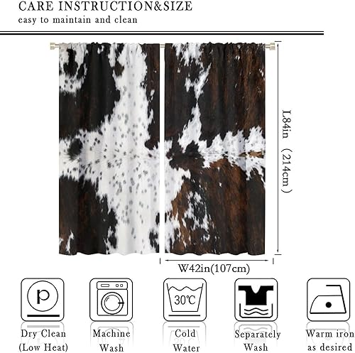 Miniatura 2 de Cortinas con estampado de vaca, cortinas de piel de vaca, piel de animal marrón, estampado de vaca occidental, tratamientos de ventana para sala de