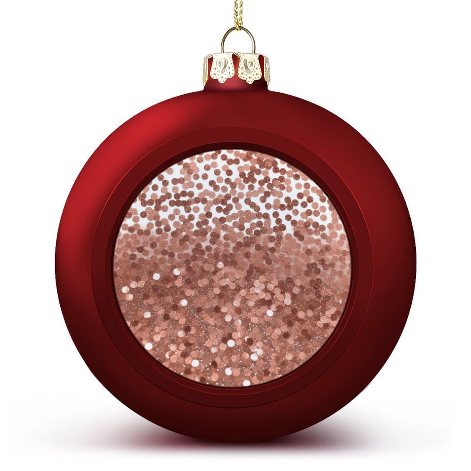 Boules de Noël rouges paillettes dorées roses lot de 4 pour sapin