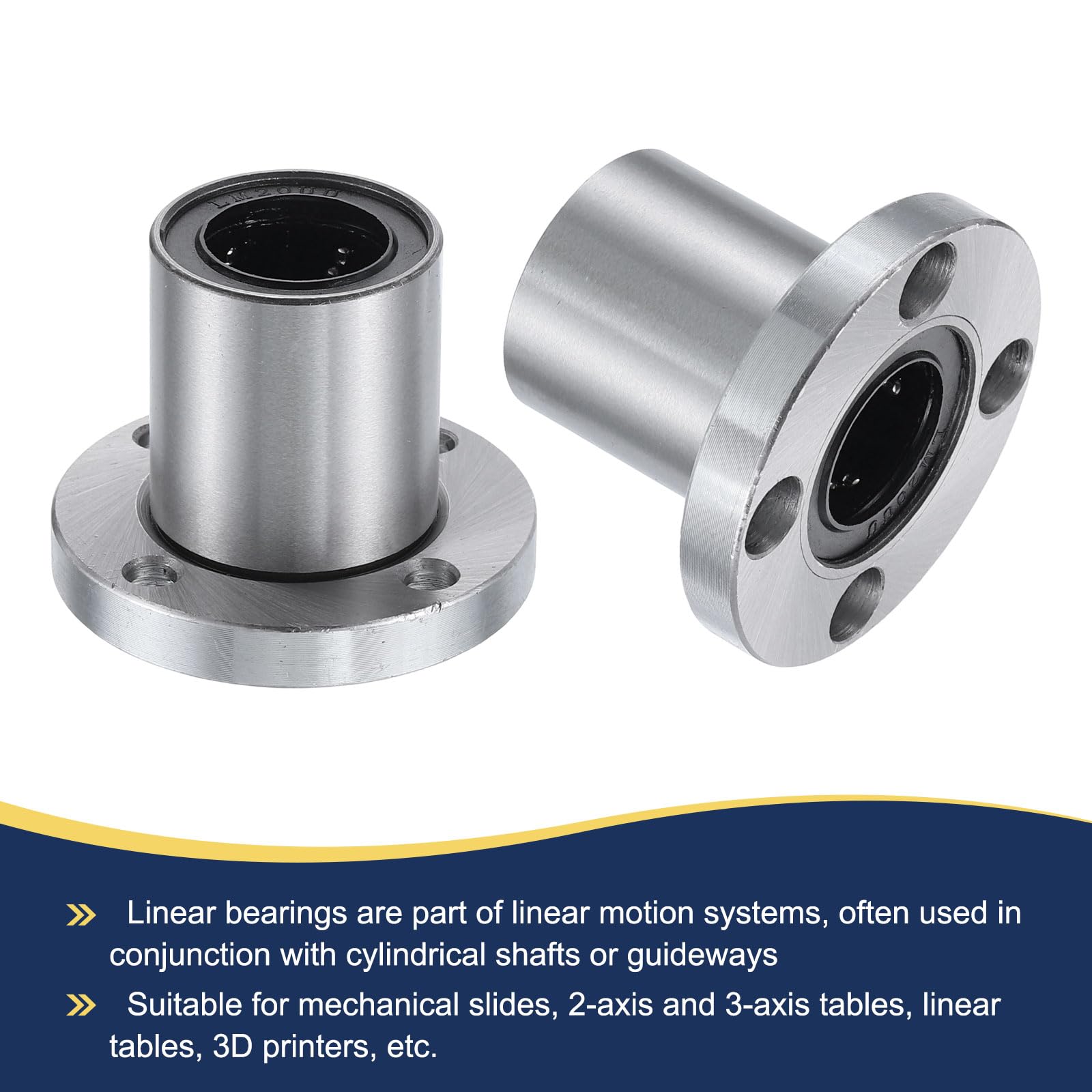 QUARKZMAN LMF20UU Cuscinetti Lineari a Sfere 20mm Diametro Interno 32mm Diametro Esterno 41mm Lunghezza Flangia Rotonda Nichelati con Viti per Macchine CNC Stampanti 3D 2pz