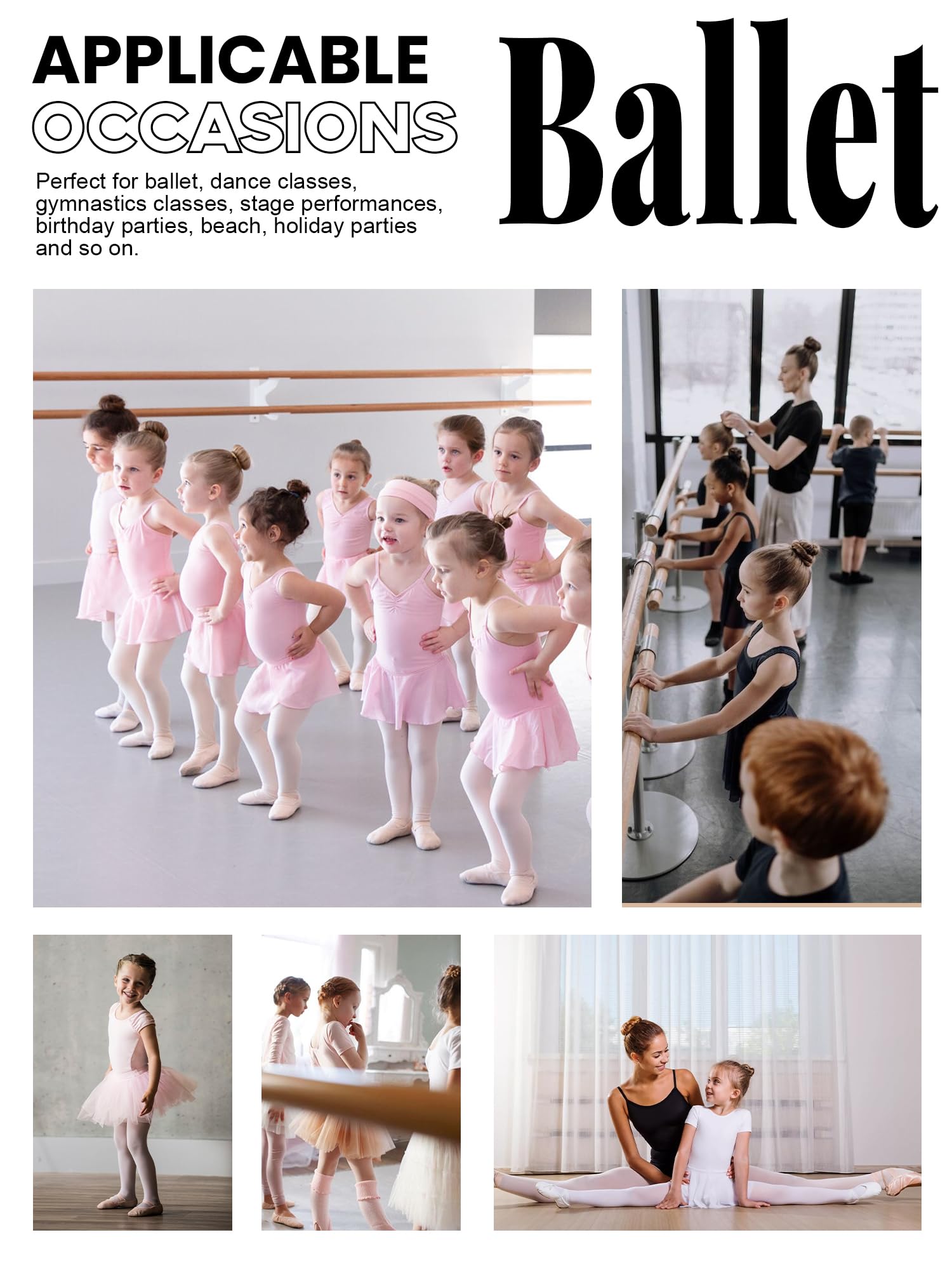 Vestido de Ballet para niña Manga Corta algodón Clásico Ballet Traje de Gimnasia Leotardo con Falda 2-11 AñOs