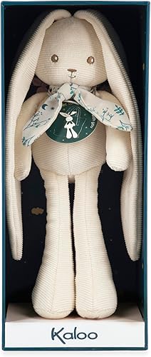 Miniatura 7 de Kaloo Lapinoo K969946 - Peluche de pana extra suave de 13.8 in con orejas largas y bufanda impresa, presentado en caja de regalo decorada, adecuado