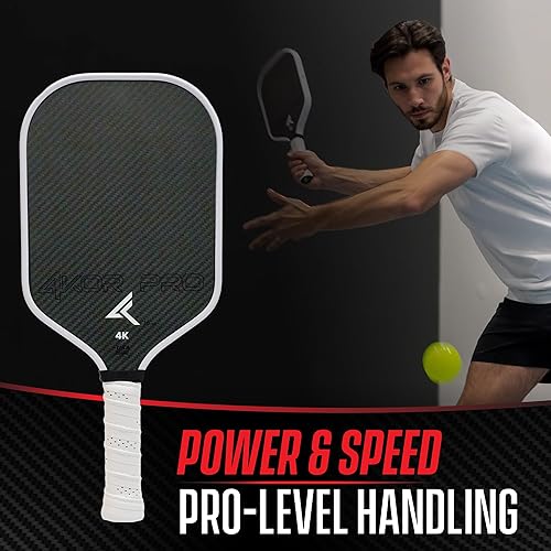 Miniatura 5 de 4KOR PRO Edition - Paleta de pickleball de fibra de carbono aprobada por USAPA de 0.630 in - Raqueta de pickleball profesional de compuesto ligero