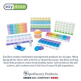 EZY DOSE Weekly (7-Day) Pill Planner, Medicine Case, Vitamin Organizer Box, Large Locking Compartments to Secure Prescription Medication and Prevent Accidental Spilling, Blue