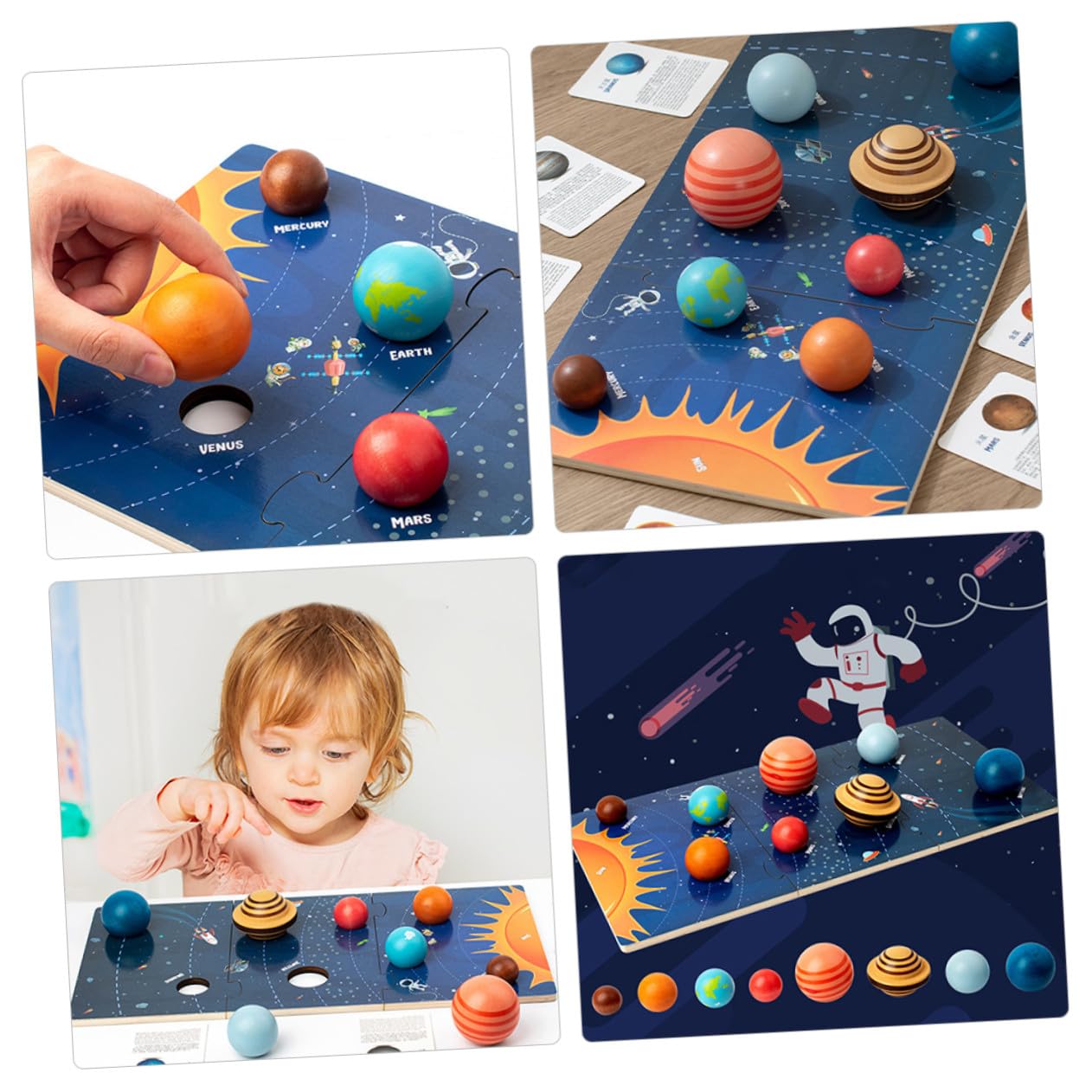 Mikinona Rompecabezas del Sistema Solar de Madera, para Niños, Desarrolla Creatividad y Pensamiento Lógico, Juguete Educativo de Aprendizaje