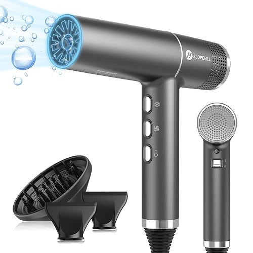 Secador Pelo, Slopehill Secador pelo Profesional ionico con Motor sin Escobillas Exclusivo | Microfiltro Innovador | Tecnología Oxy Activo | Pantalla LED | Diseño ultraligero de 268 g, 2000W (gris) - Chollo en Belleza